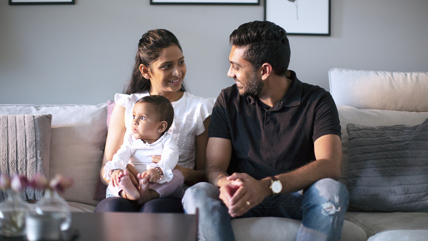 Family sitting together.
