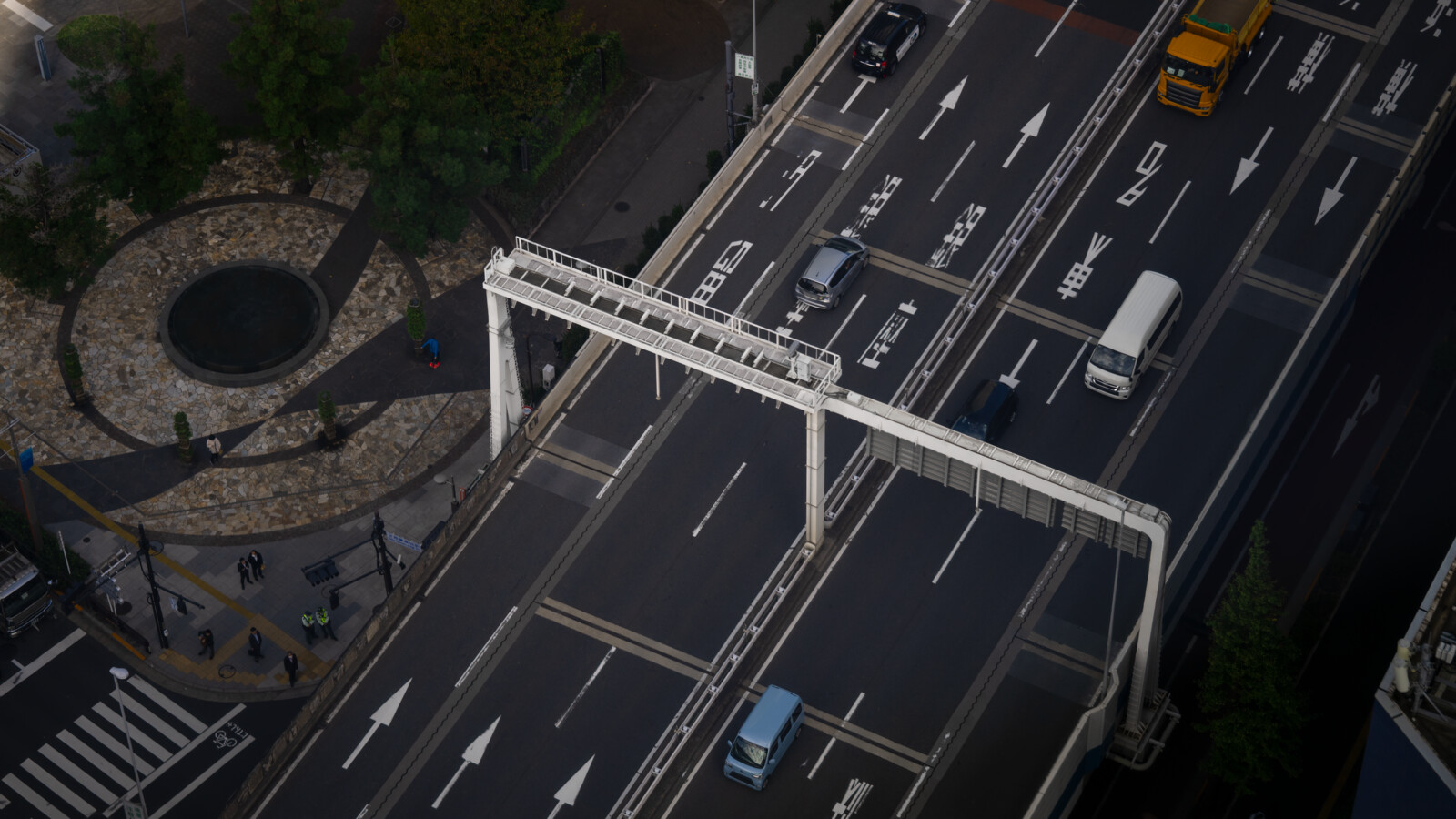 Highway traffic from top view