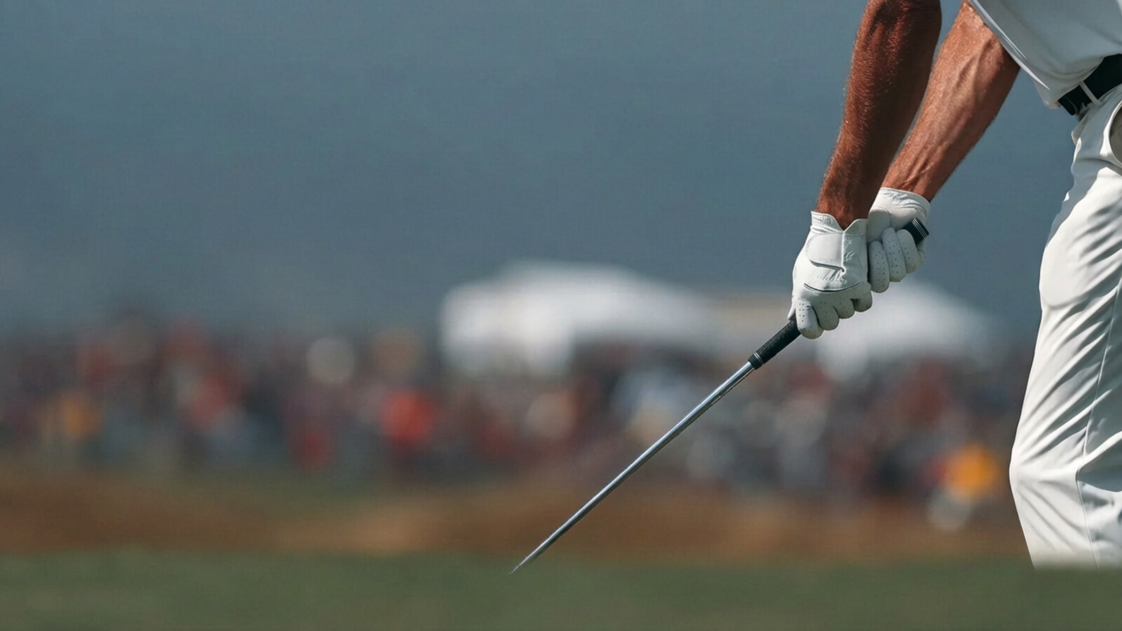 Golfer preparing to swing at course