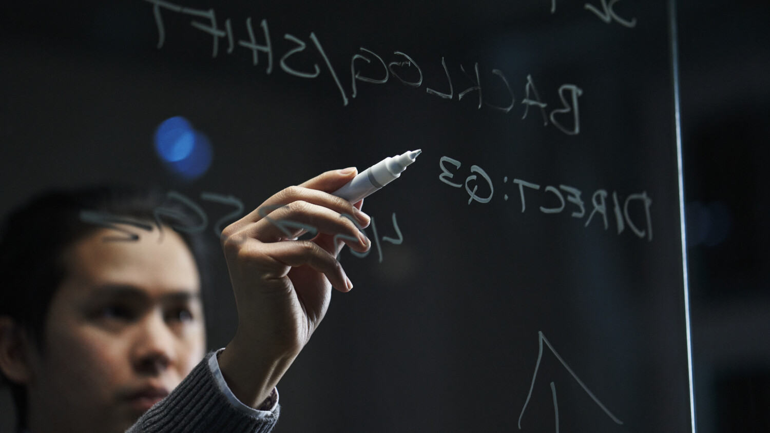 Research and working on a glass wall