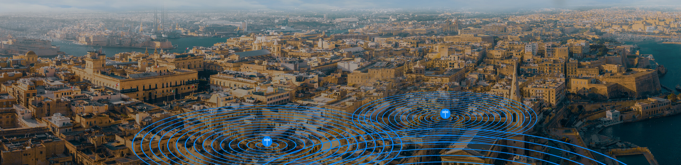 Radio waves above city