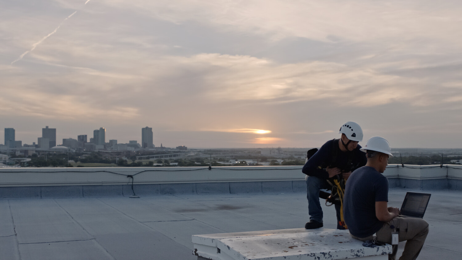 Ericsson employees on site.