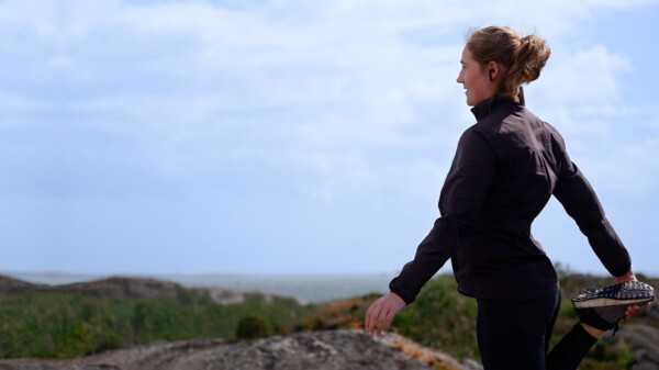 Women jogging with wireless earphone