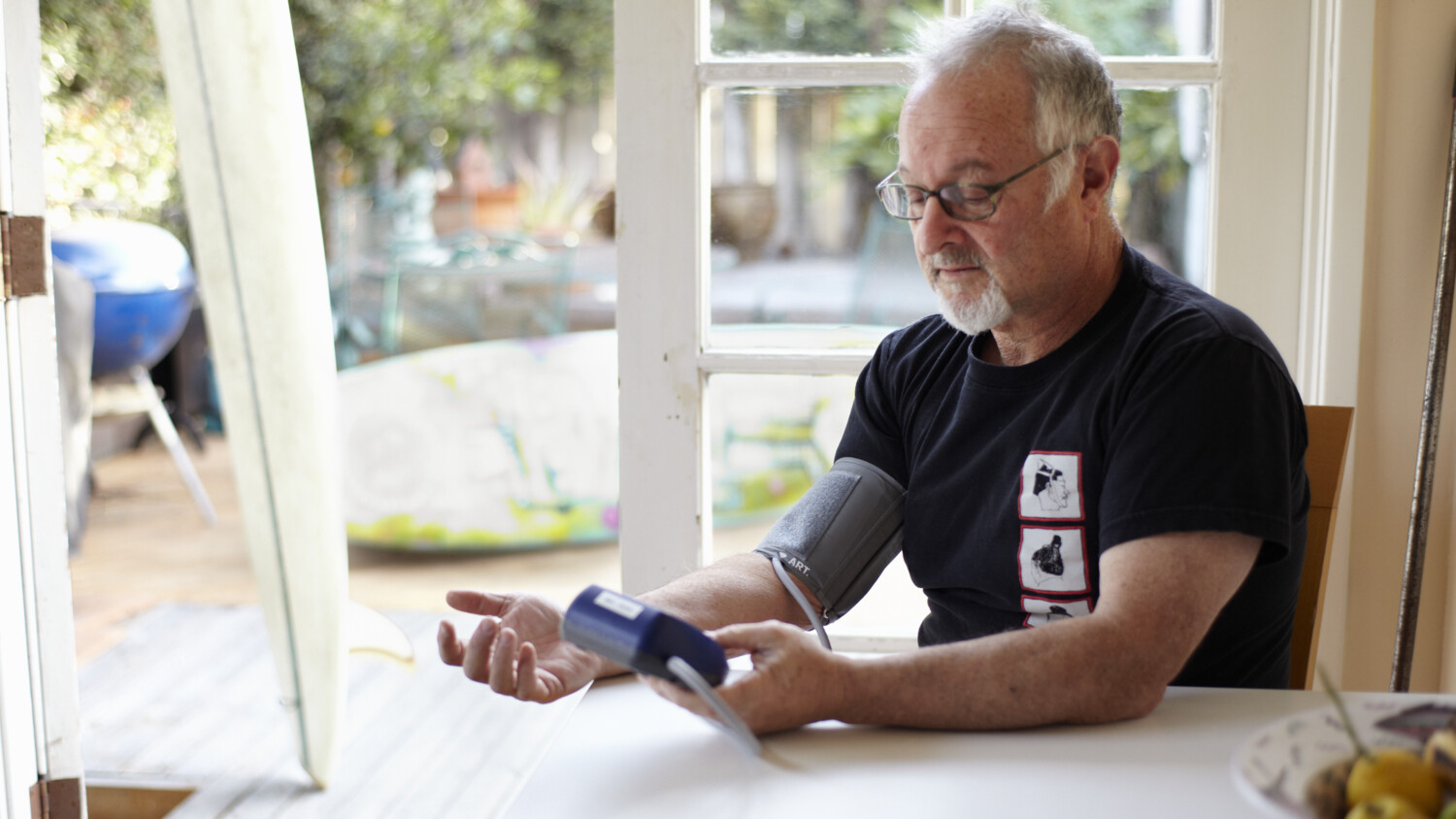 Future of healthcare - man measuring blood pressure