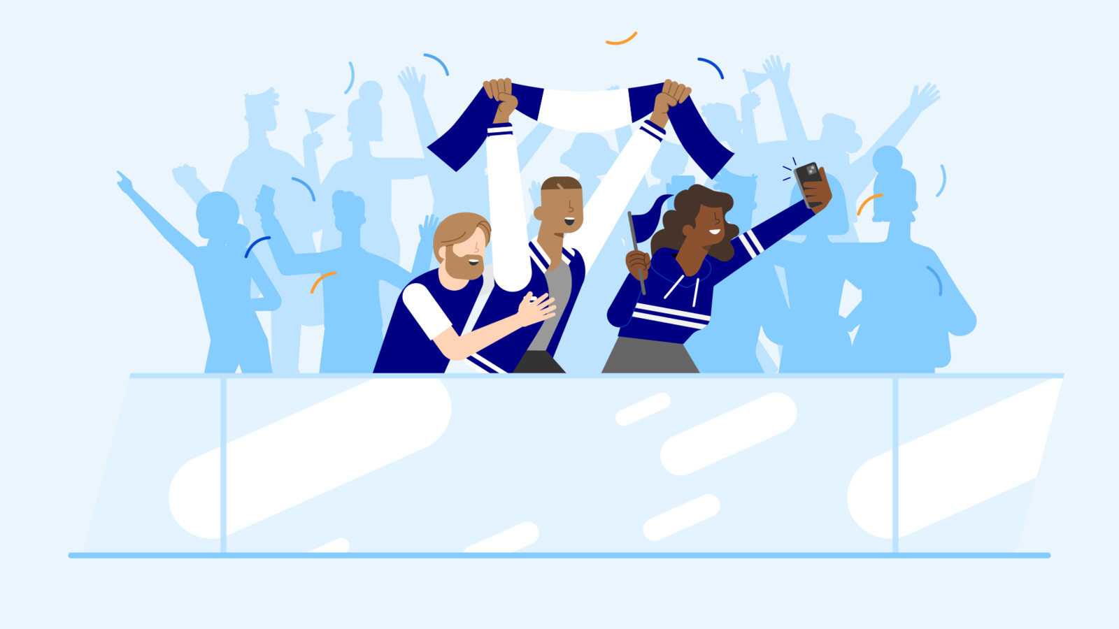 Aficionados en un evento en un estadio.