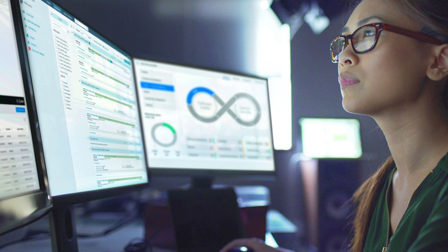 Woman working on ci/cd piplines