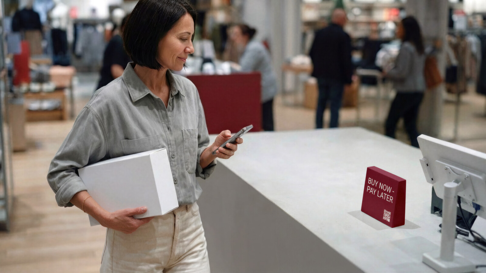 Woman shopping with phone