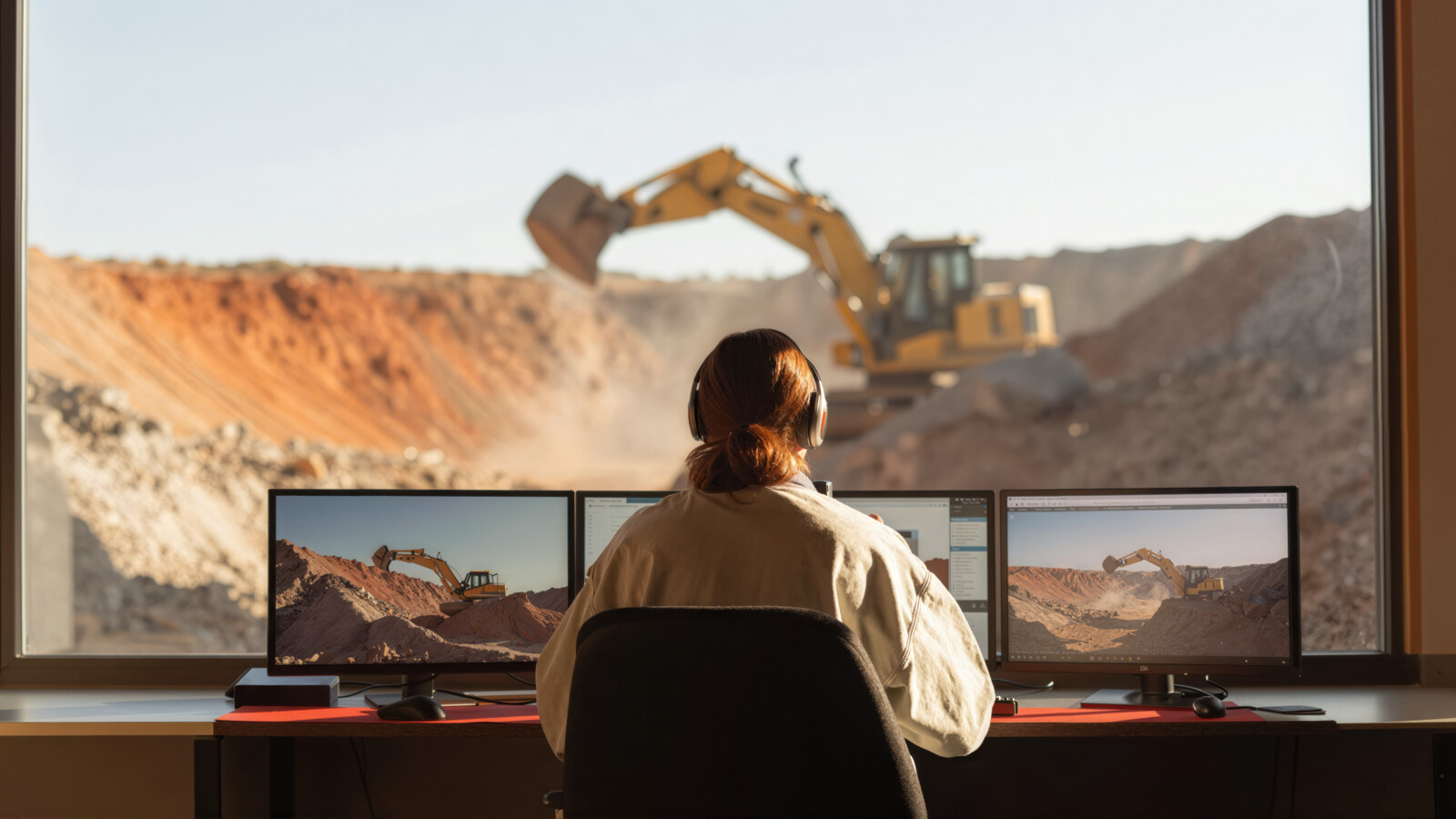 Person overseeing remote excavation operations
