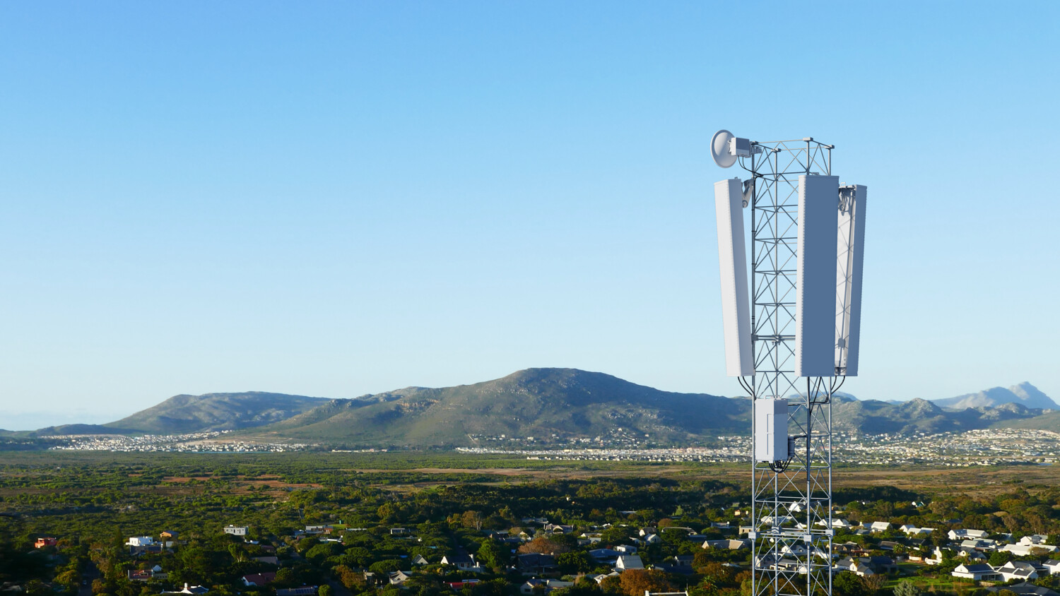 Radio mast in rural area.