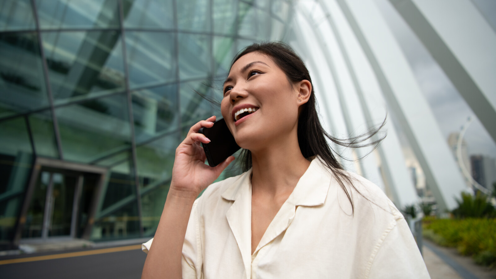A woman talking on mobile