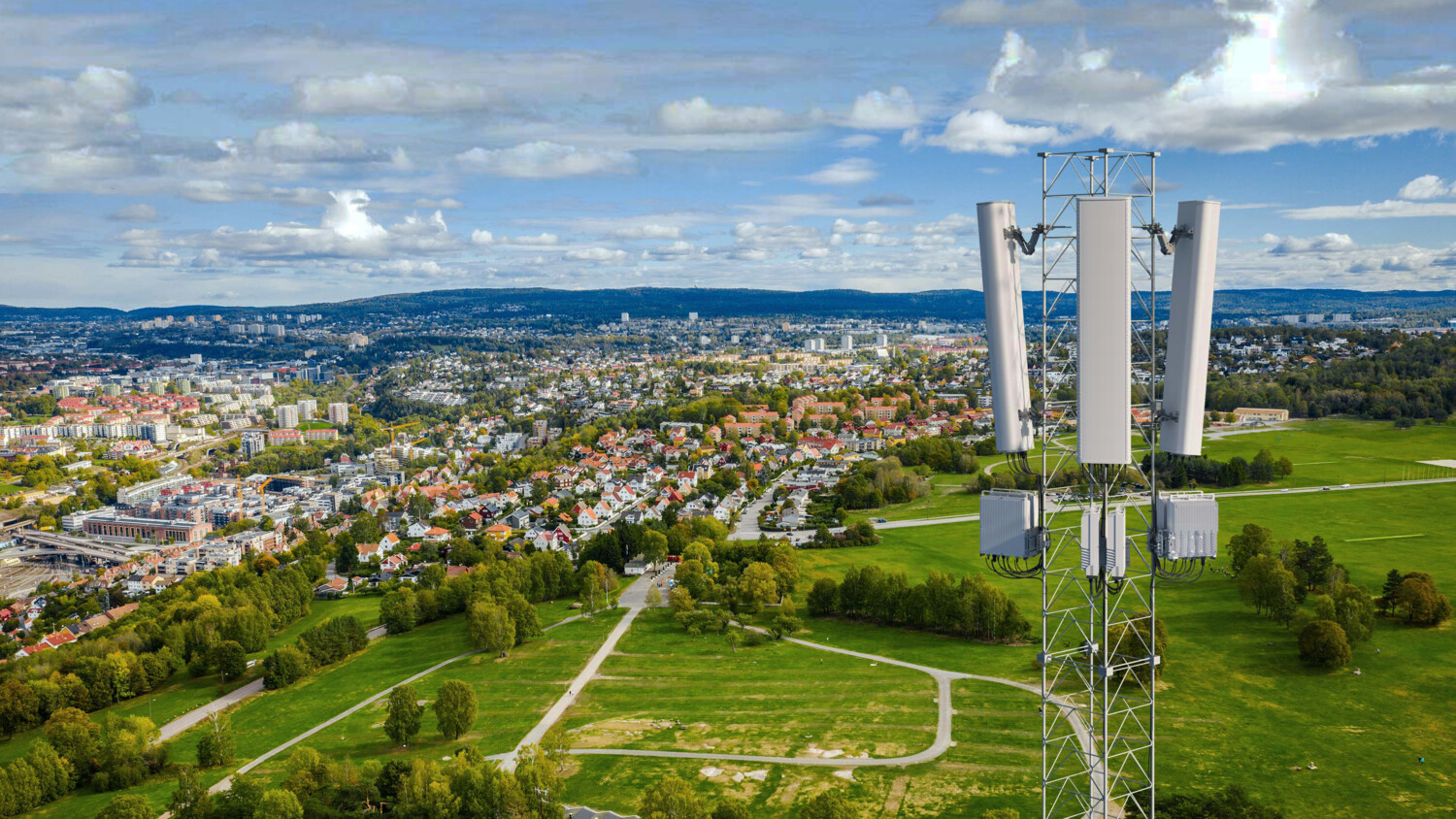Radio mast in rural area.