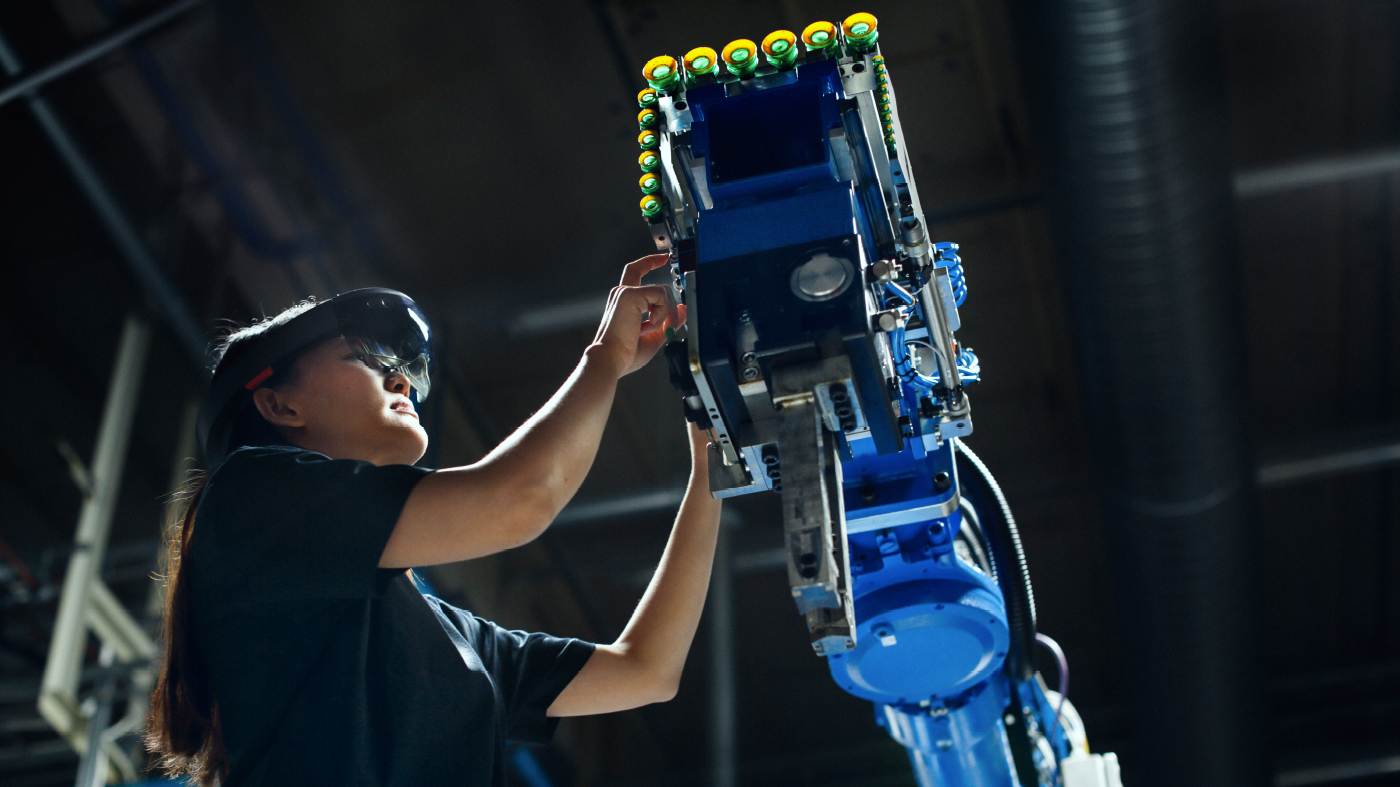 Woman wearing VR googles