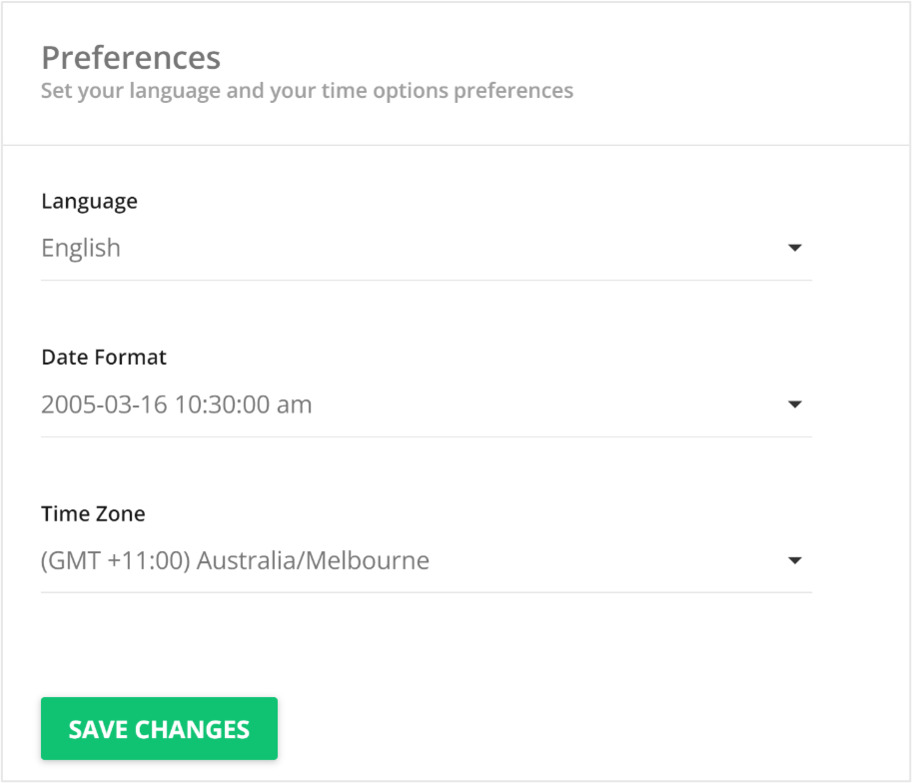 Set your preferred Date Format and Time Zone