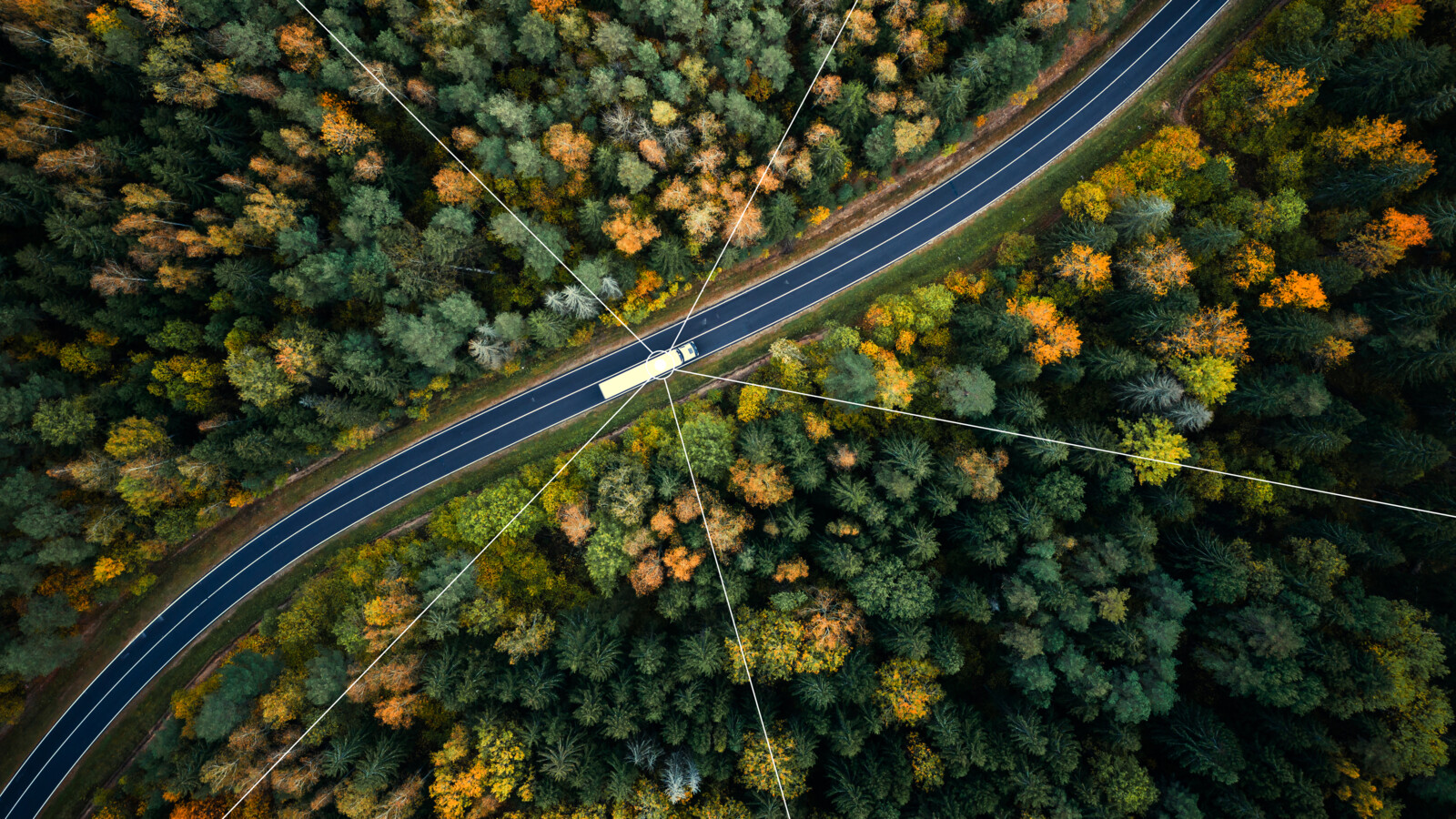 Truck on road - top view