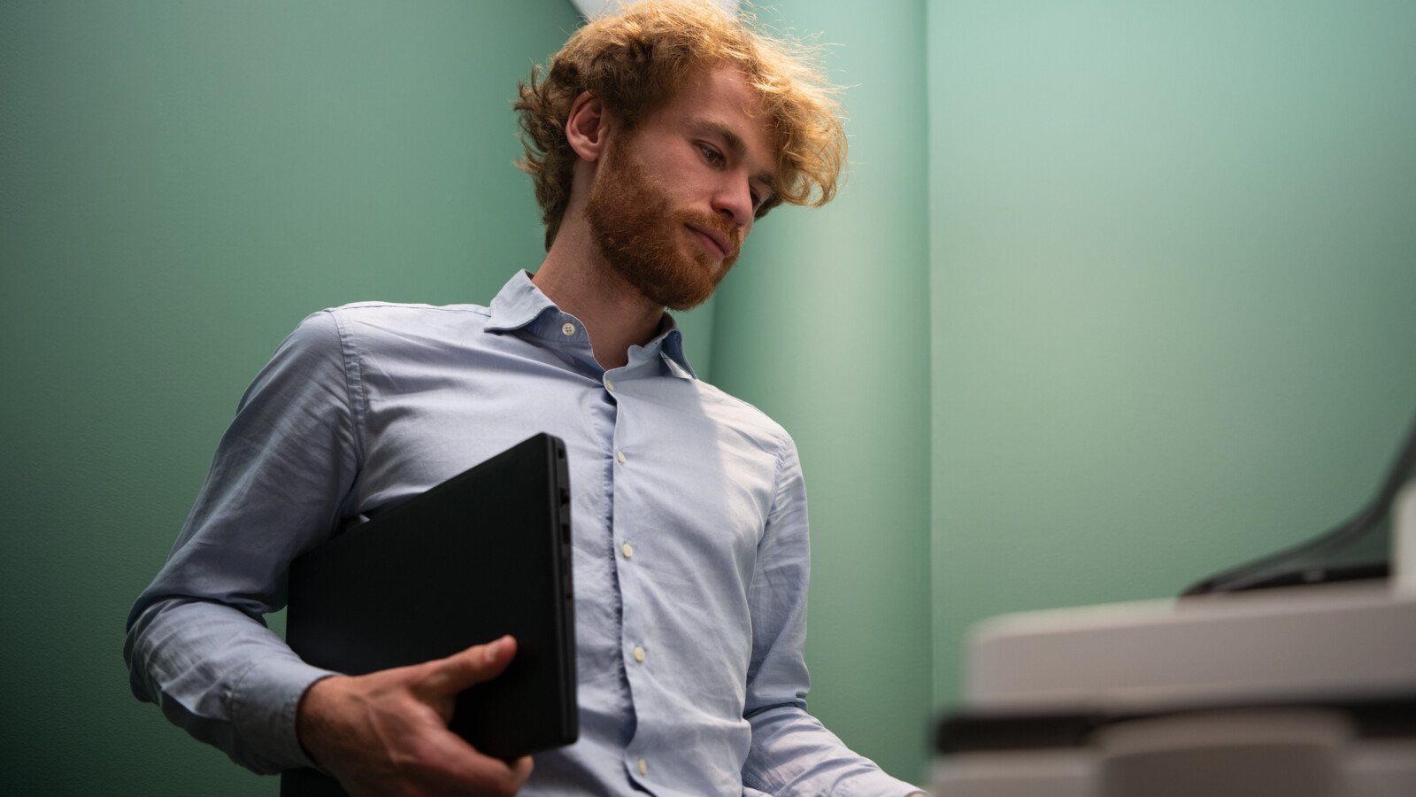 Man working at a bank
