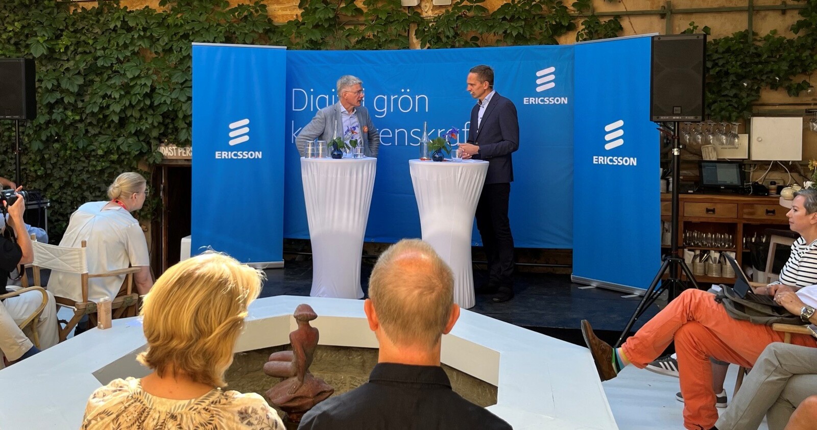 Erik Ekudden on stage at an Ericsson event during Almedalen 2025.
