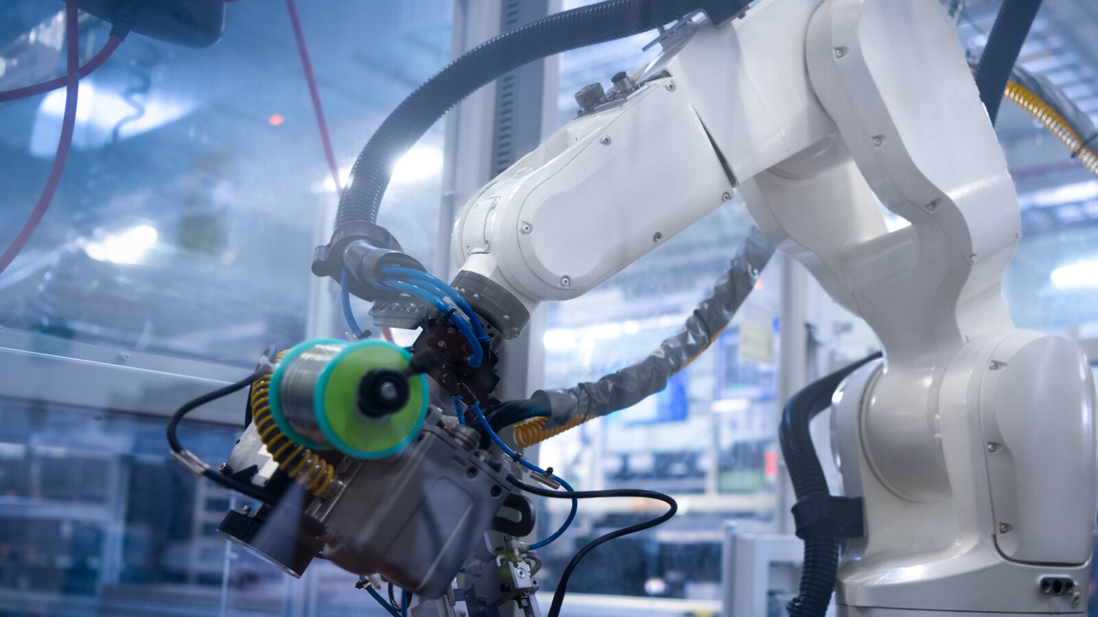 Industry robots in a factory.