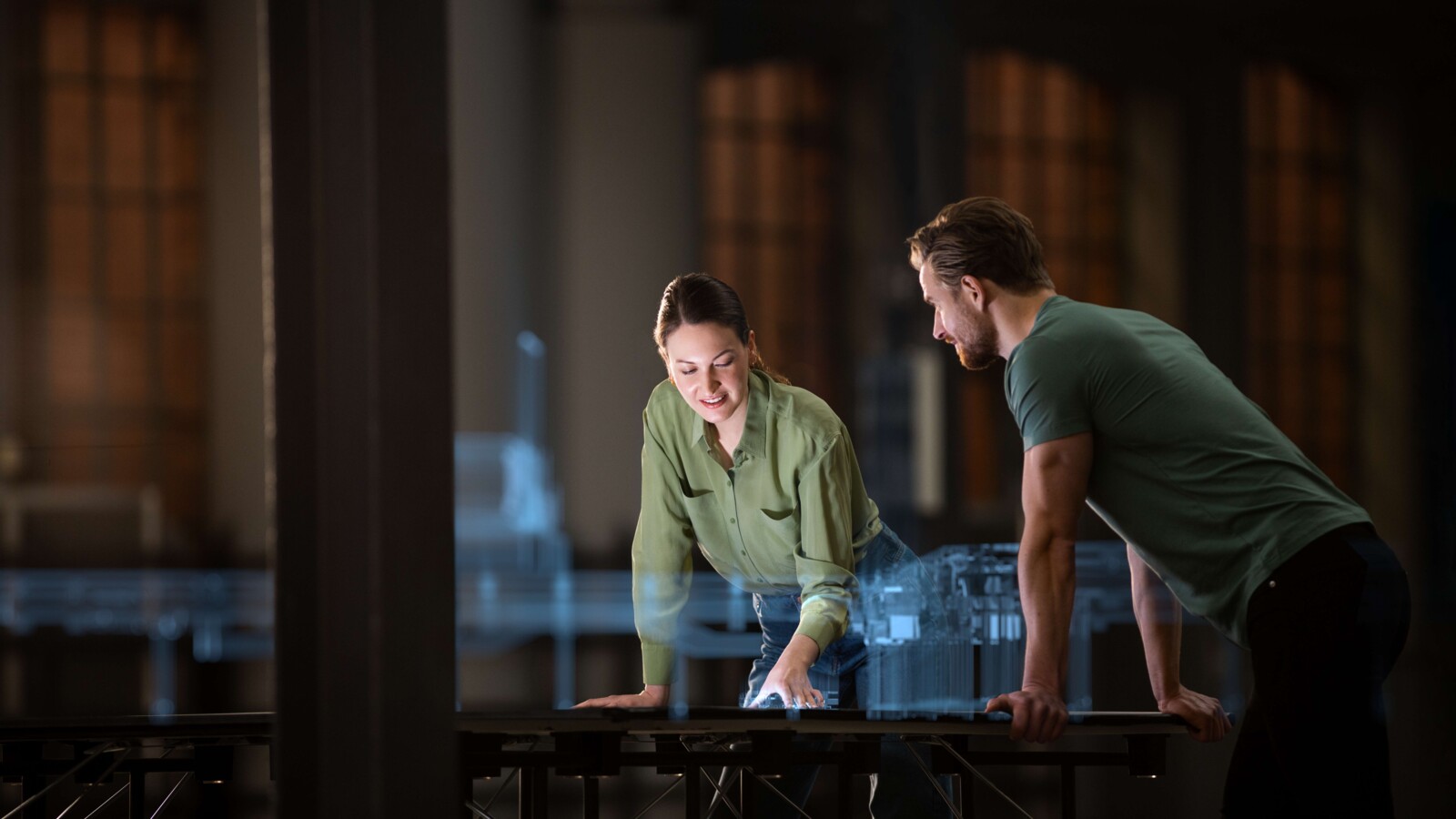 Colleagues discussing 5G industry project.