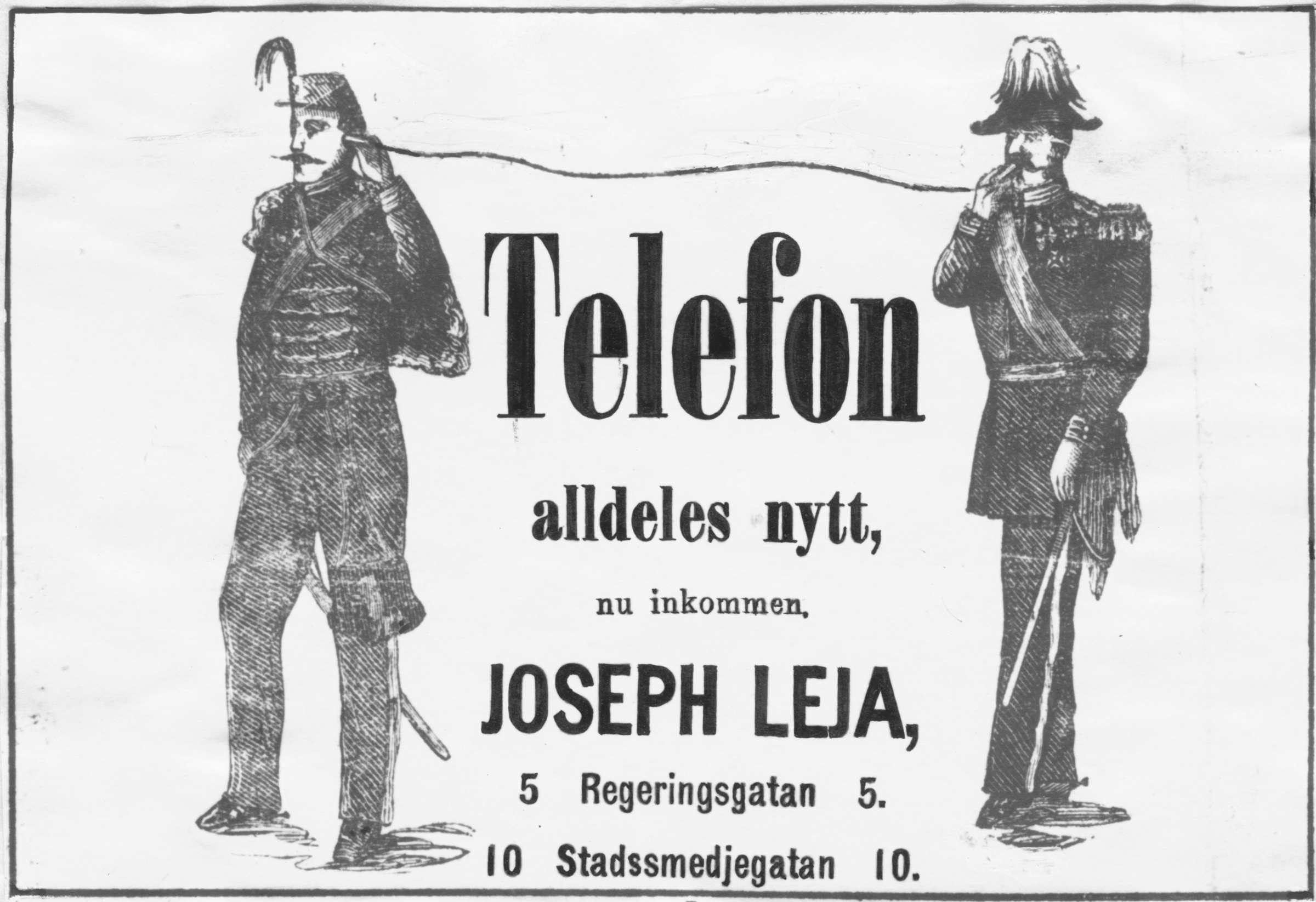 JOSEPH LEJA, ADVERT, DAGENS NYHETER, 1877