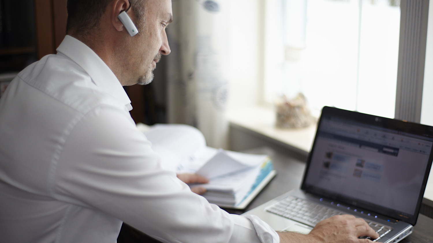 Technician using a laptop