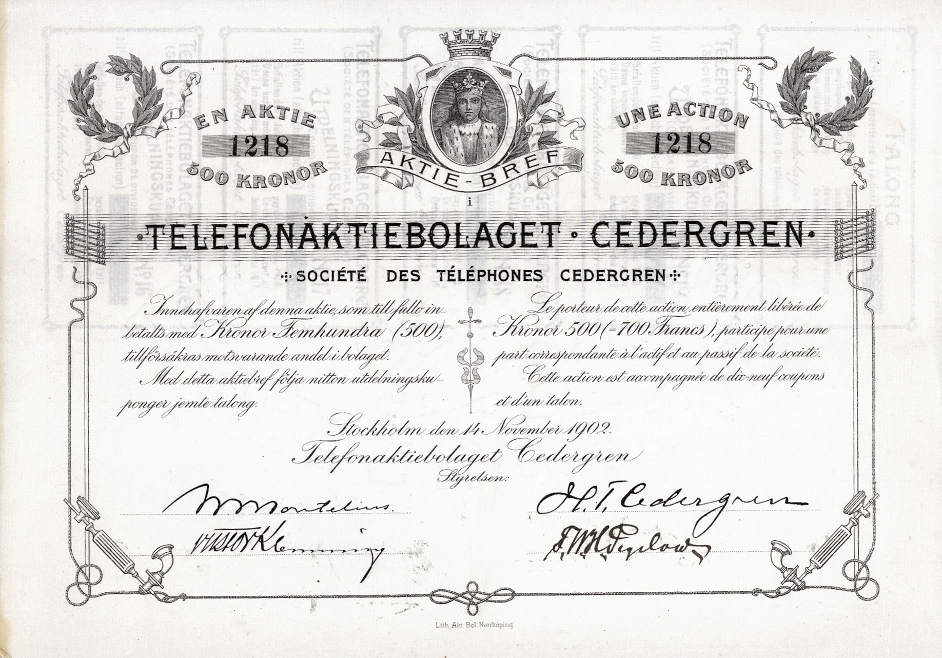TELEFON AB CEDERGREN, SHARE, 1902
