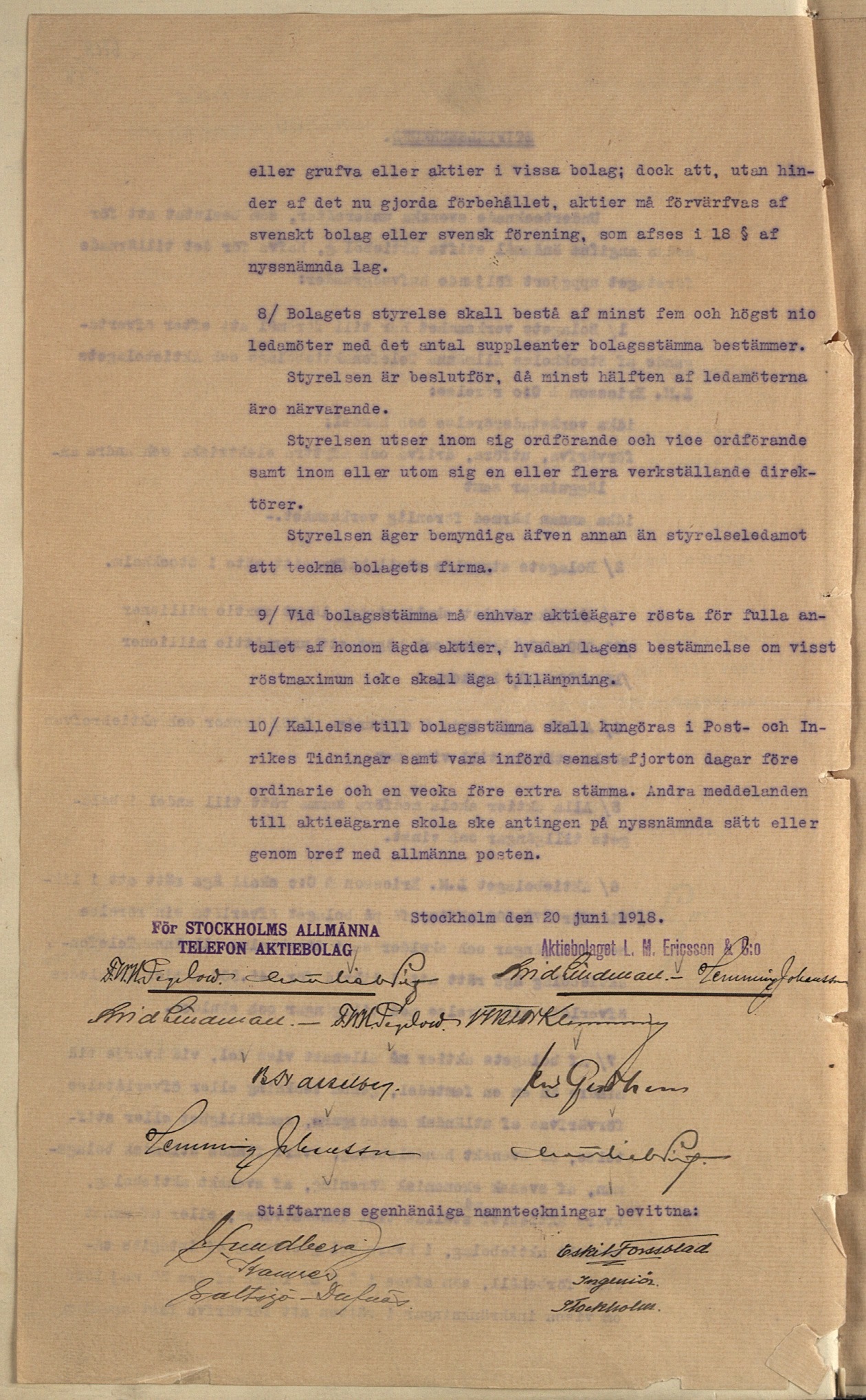 MEMORANDUM OF ASSOCIATION, 1918