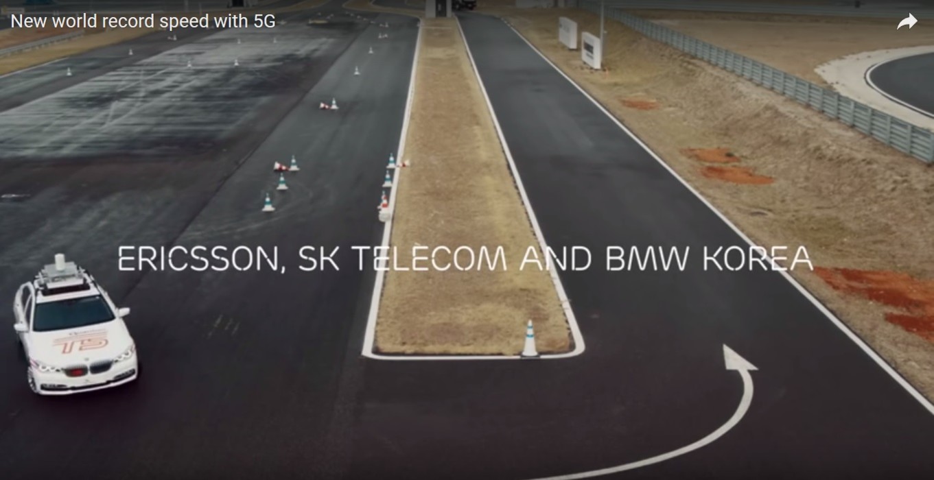   In partnership with SK Telecom and BMW Korea, Ericsson used advanced 5G technology to track a connected car travelling up to 170 km/hour to demonstrate data transmission speeds on a 5G network.