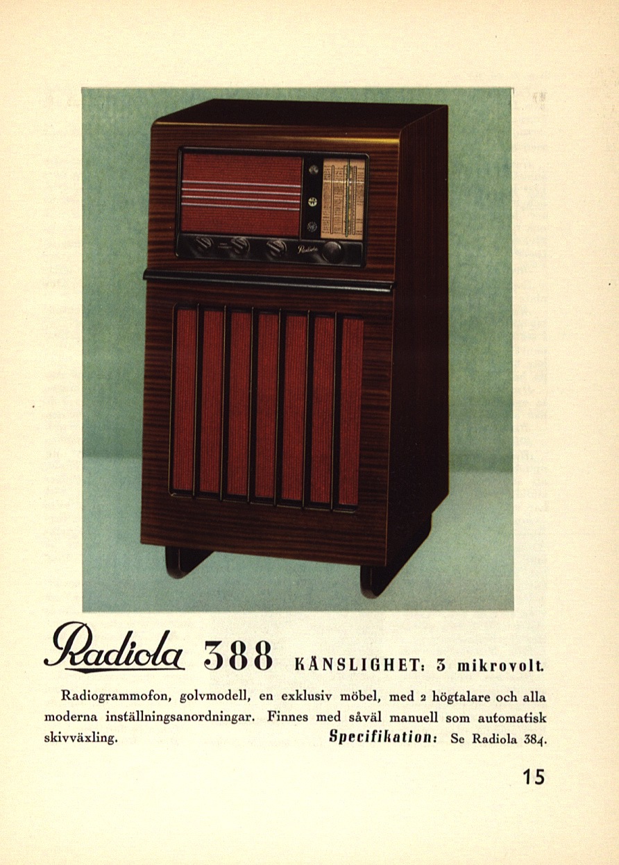 Radio set, Radiola 388 advert from 1937