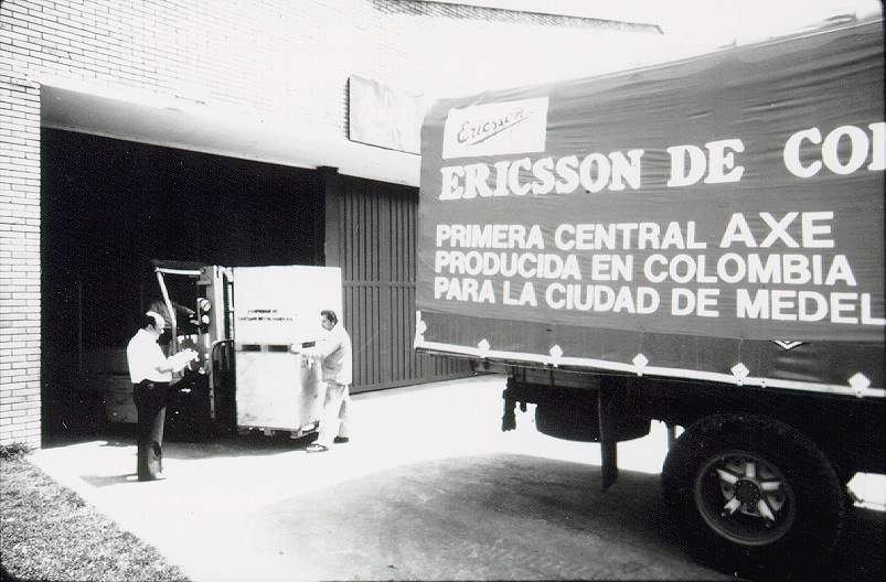 The Ericsson factory in Bogota, 1970s, first delivery of AXE-system. 