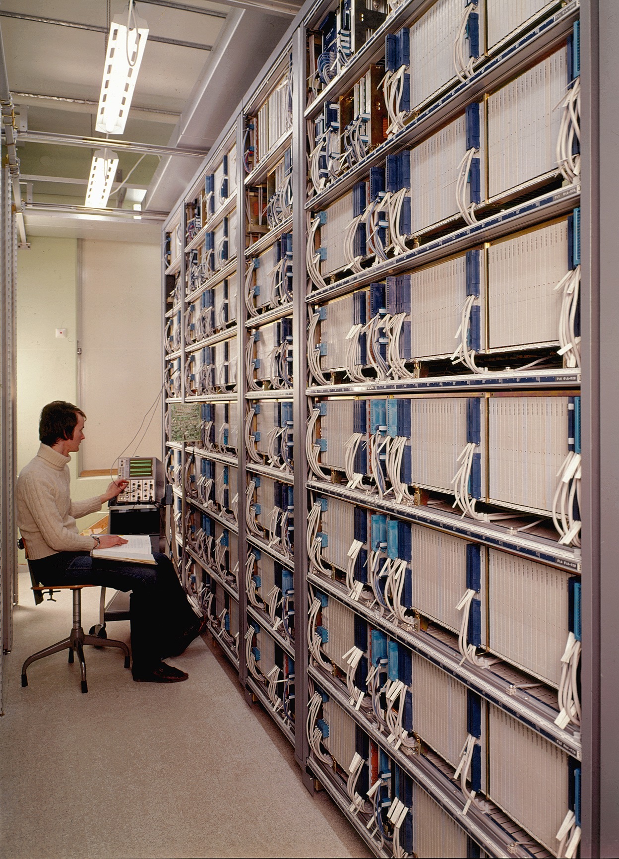 AXE System testing, Sweden 1976.