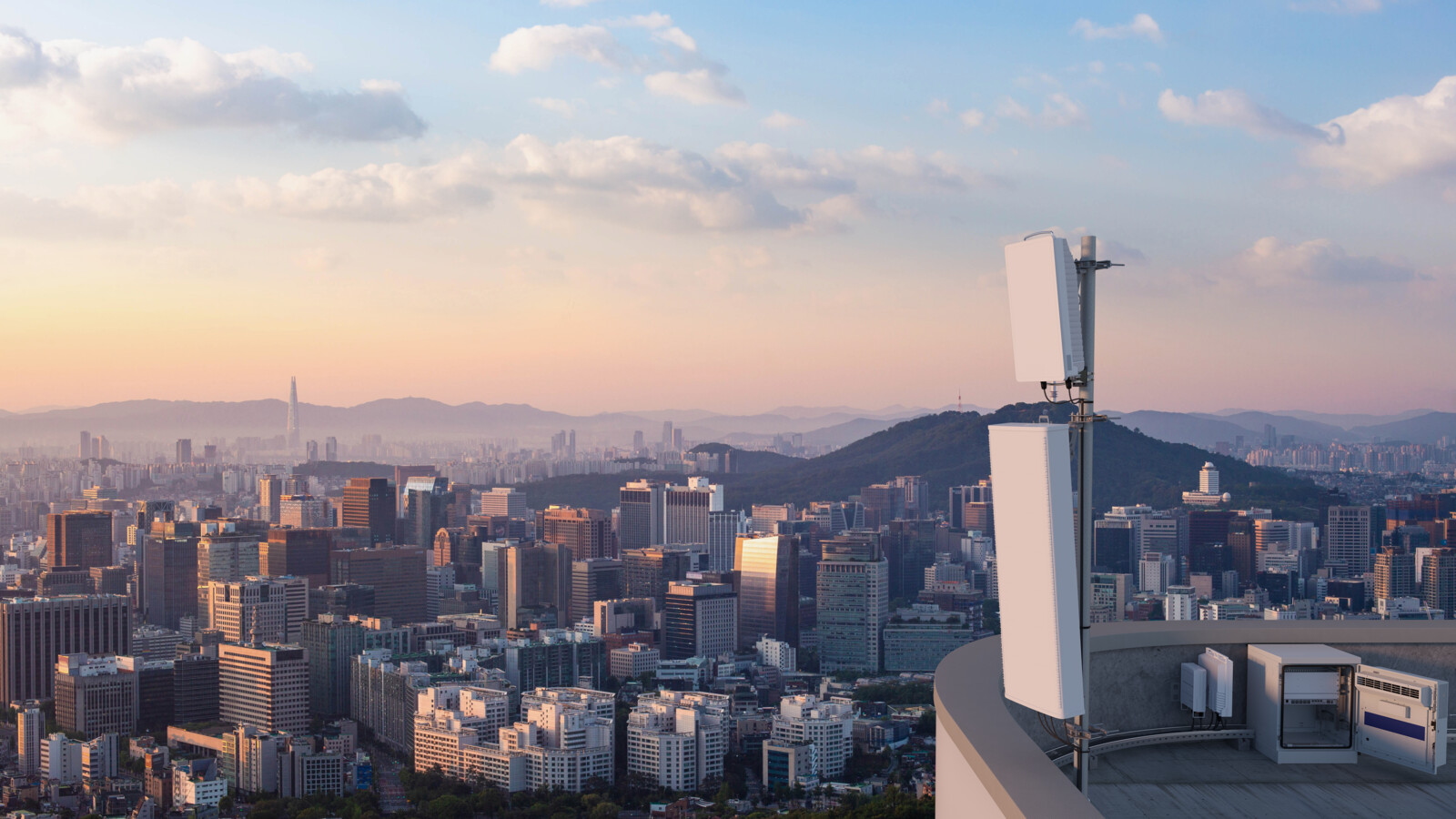 High network performant antenna site in Korean urban environment.