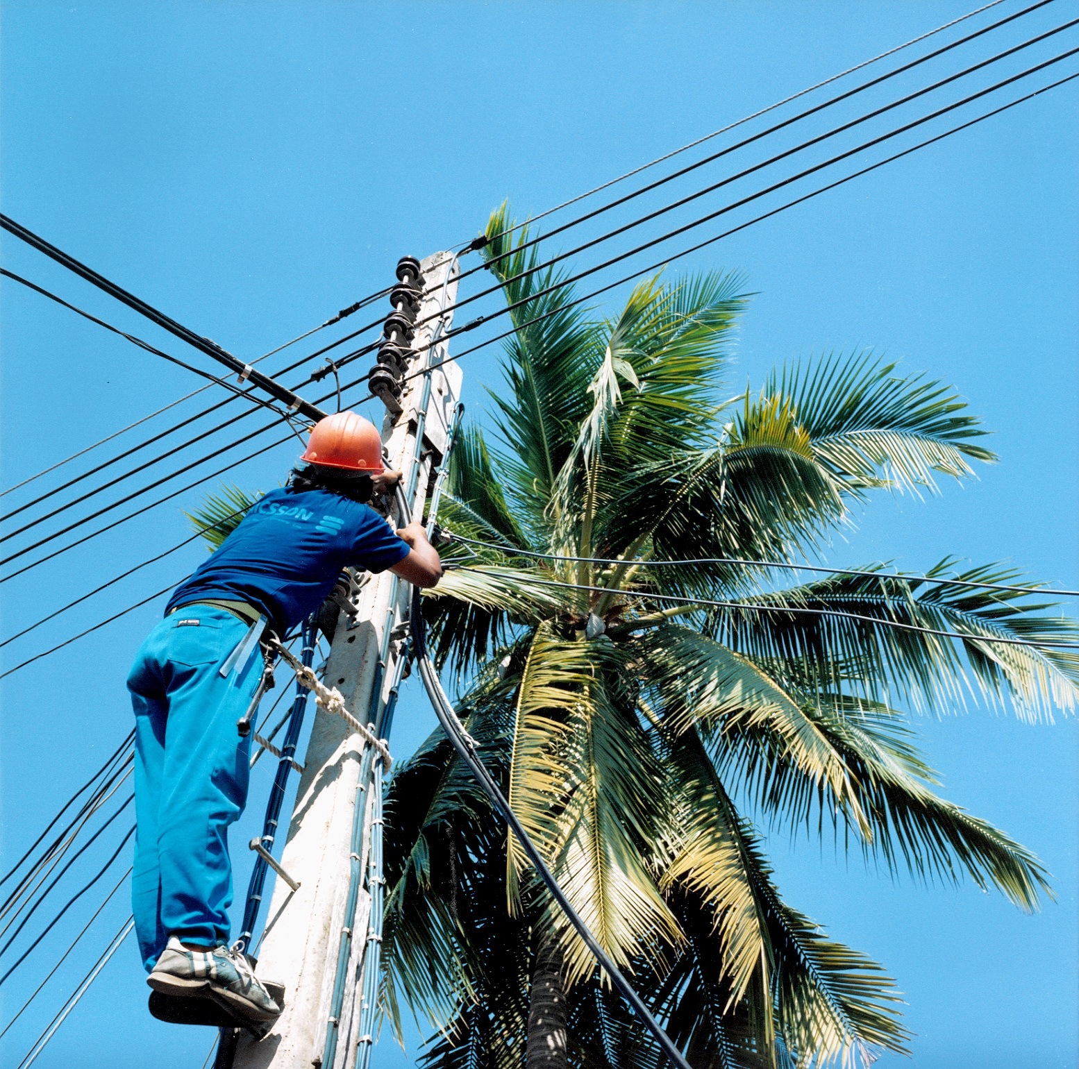 Thailand, 1988, Bangkok, cable work