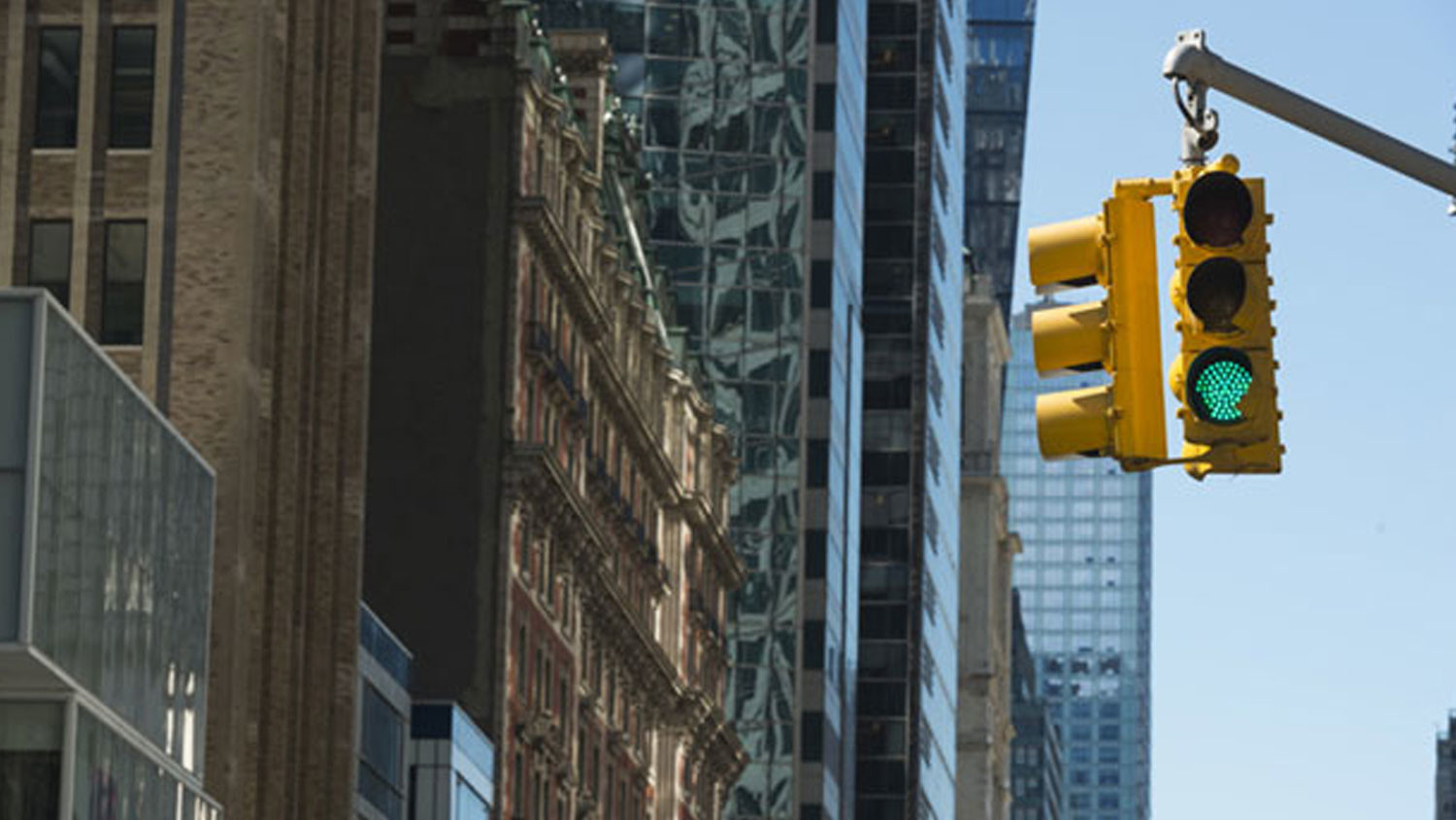 Traffic light turning green
