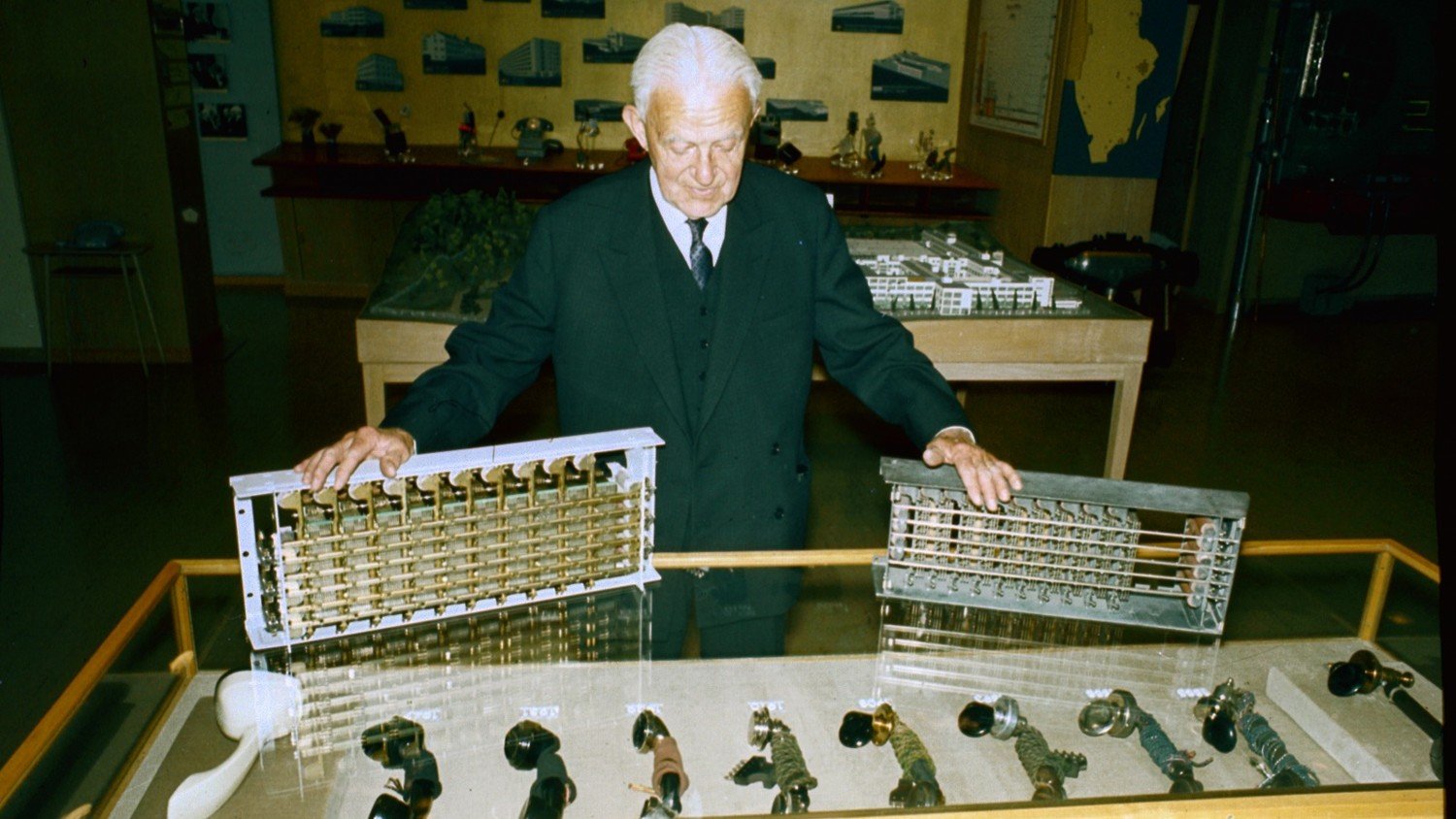 Nils Palmgren with Crossbar switch, Sweden 1967. 