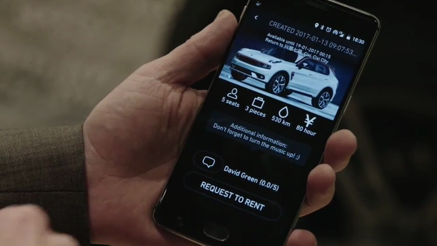 Smartphone showing the digital key app