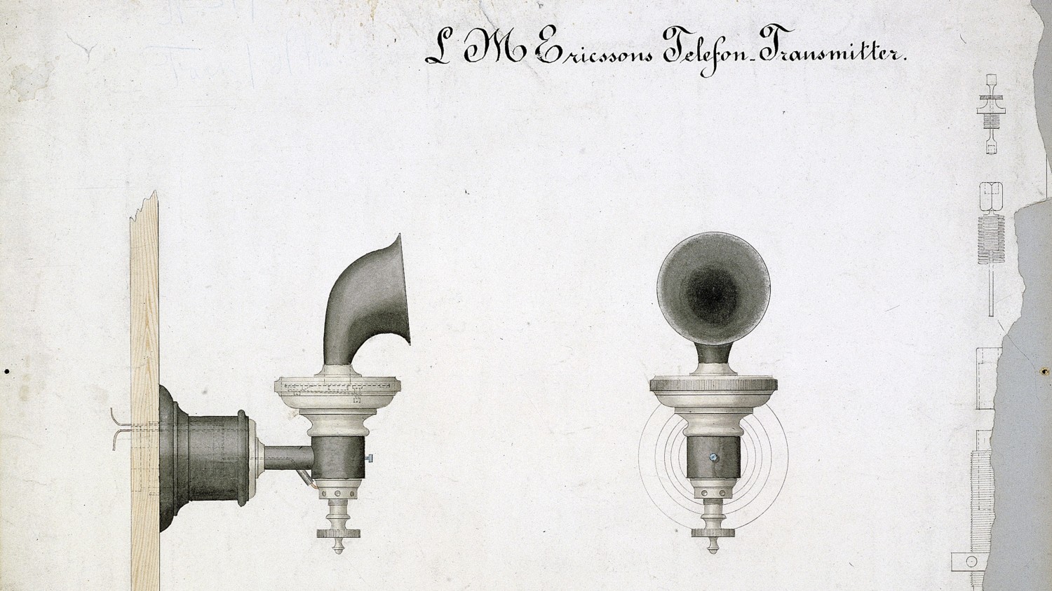 Helical microphone for wall phones, 1880