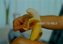 Commercial, mobile phone, model T20, "great to hold - hard to put down" (banana)