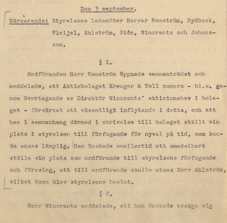 MINUTES, BOARD OF DIRECTORS, 1930