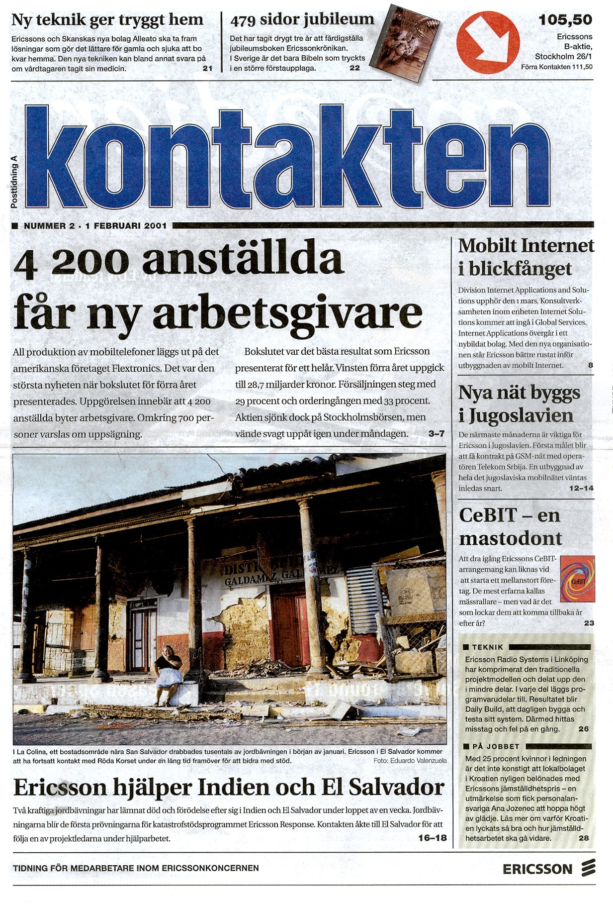 KONTAKTEN, COVER PAGE, FIRST OF FEBRUARY 2001