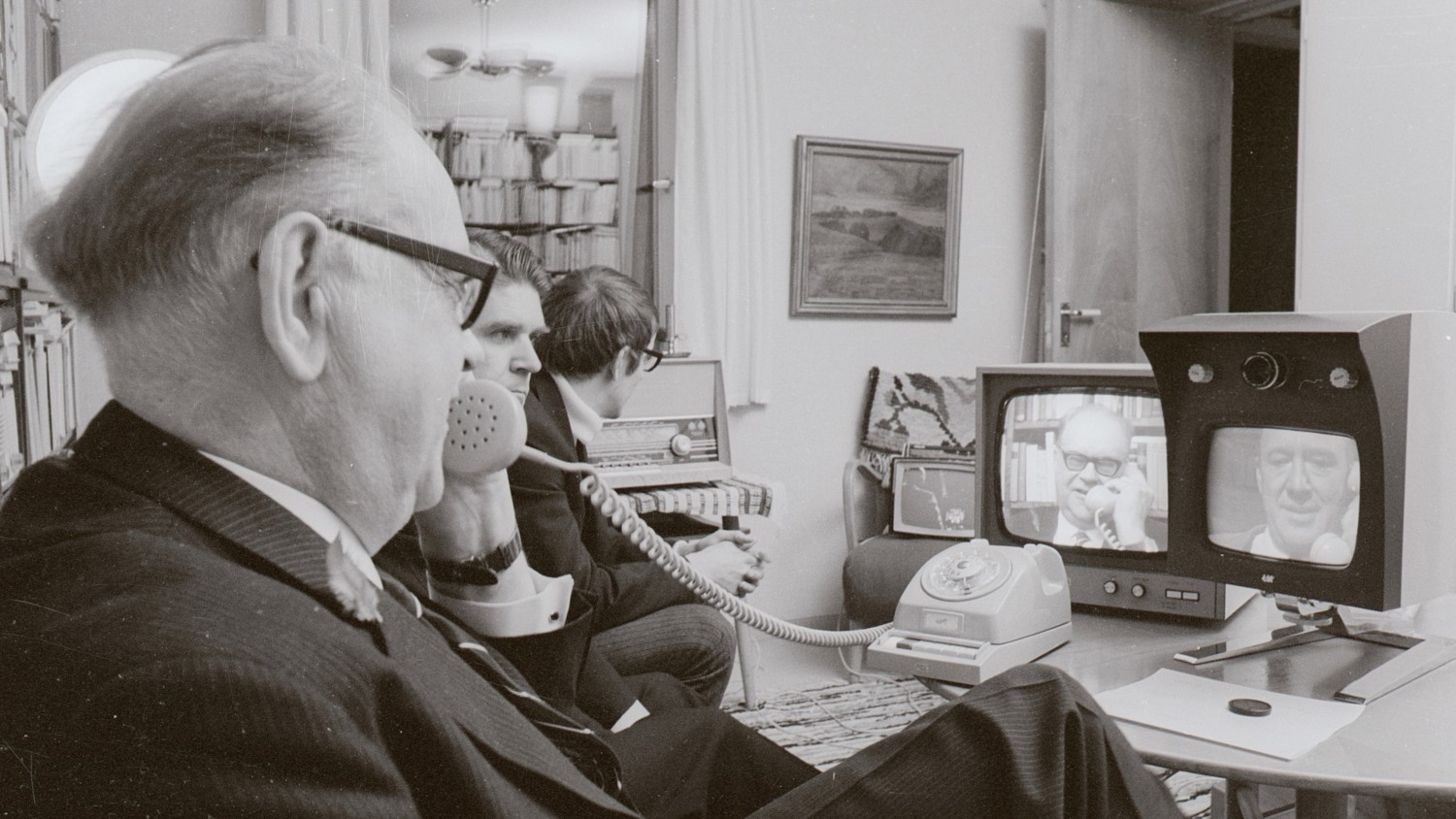 SWEDEN, 1969, THE PM TRIES THE PICTURE PHONE