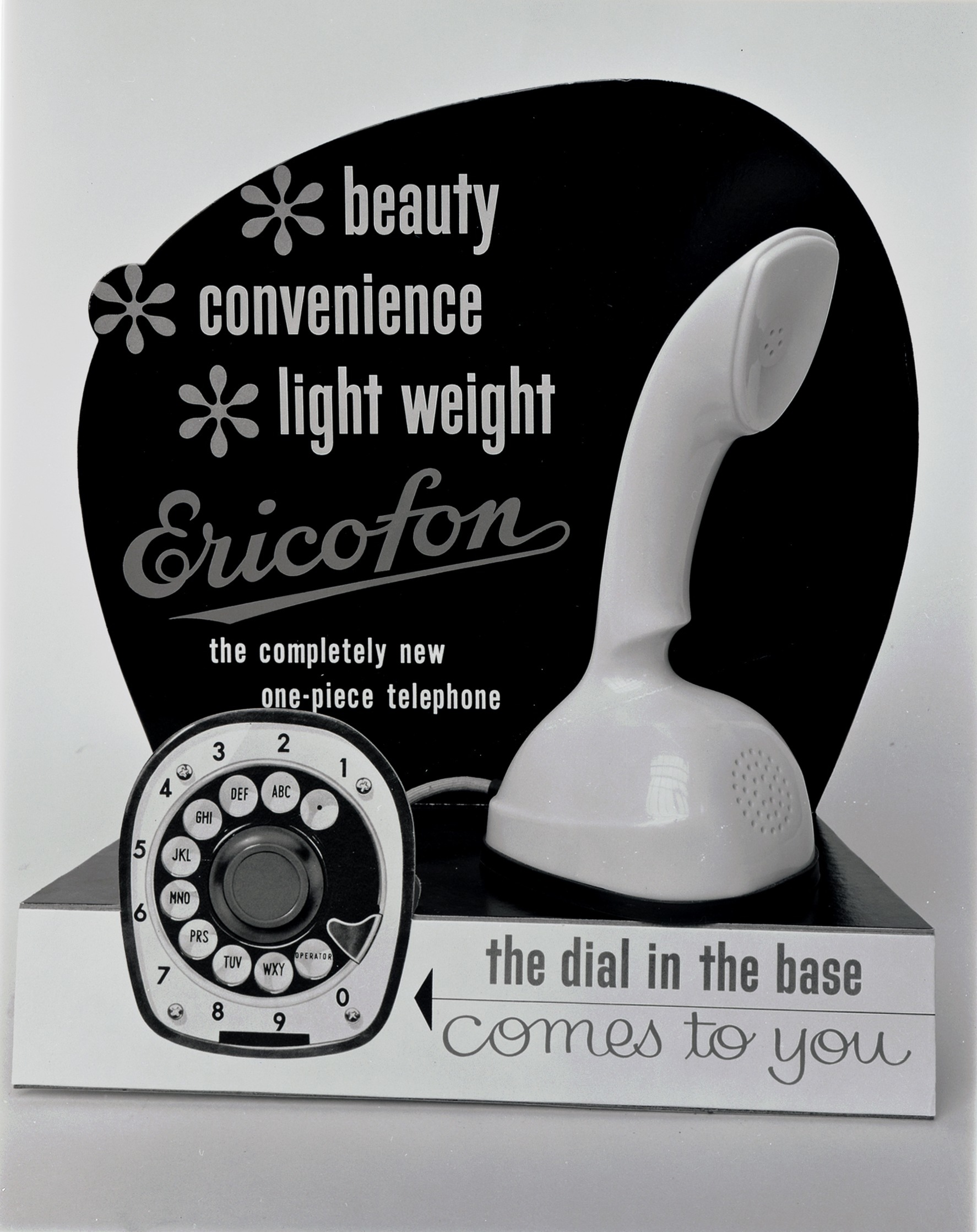 TELEPHONE, ERICOFON, ADVERT STAND, 1957