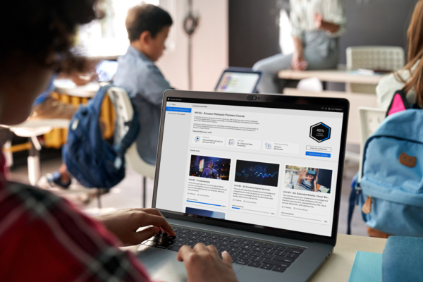 Ericsson Educate UI on a laptop