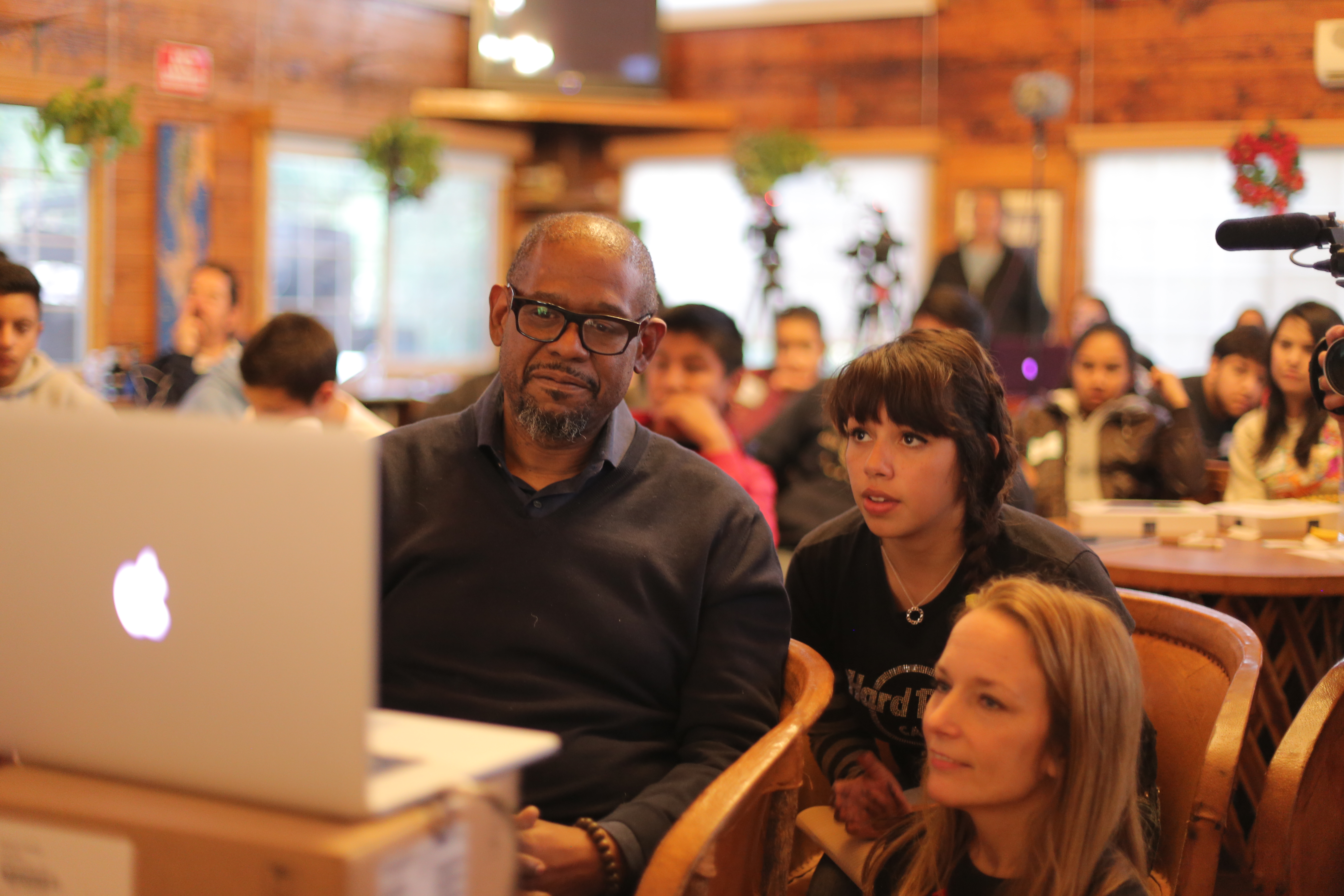 Forest Whitaker and Elaine Weideman in classroom