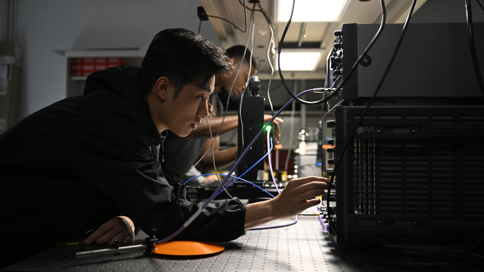 An engineer working in a lab.