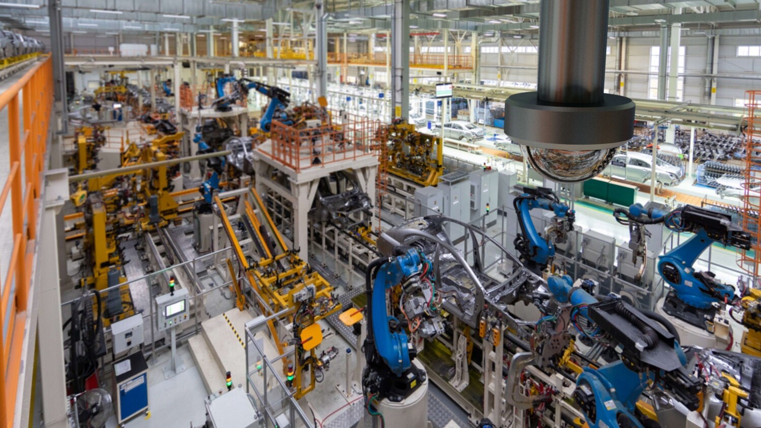 Video surveillance in factory with domed digital camera