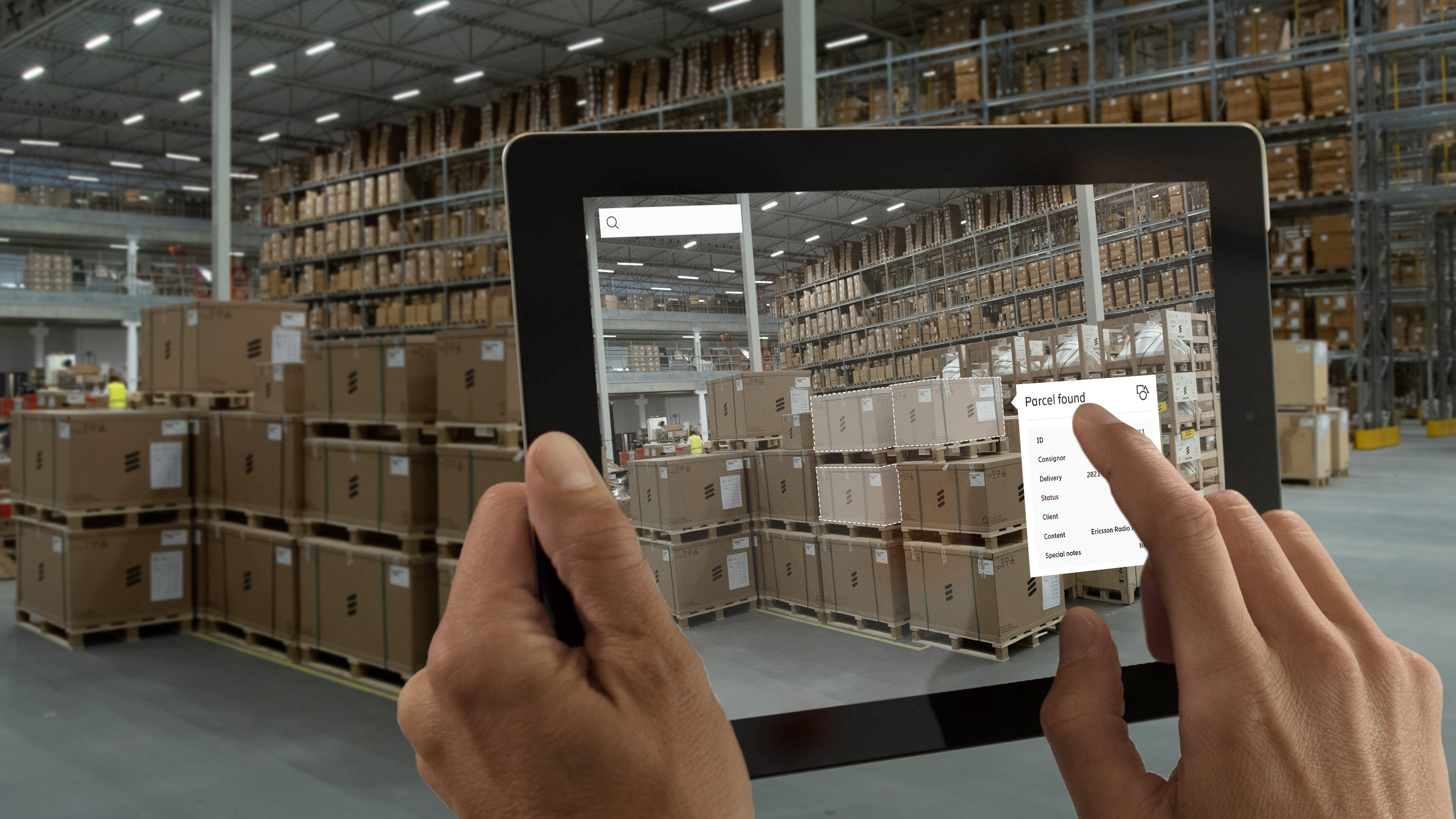 Asset tracking in warehouse using augmented reality (AR)