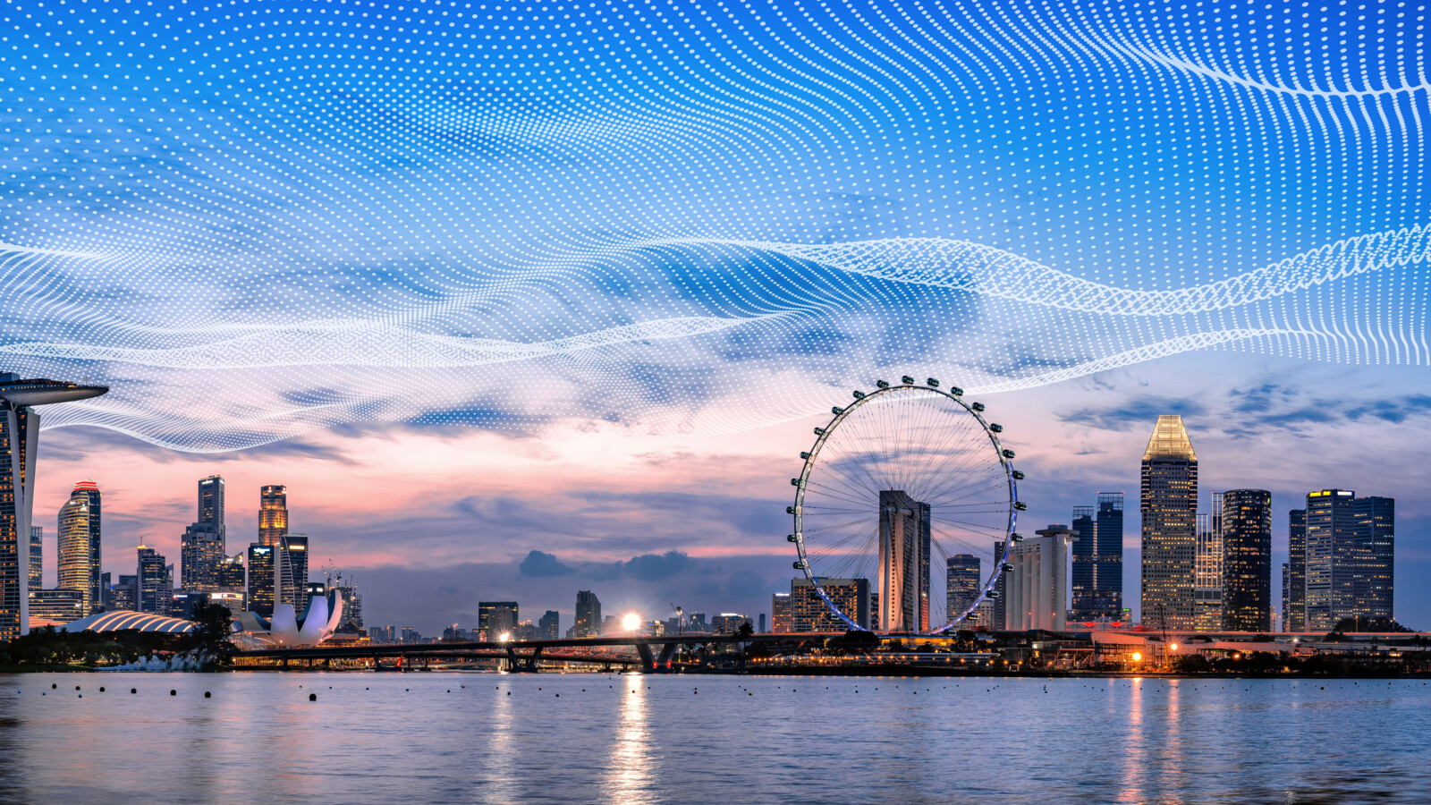 City with colorful lights.