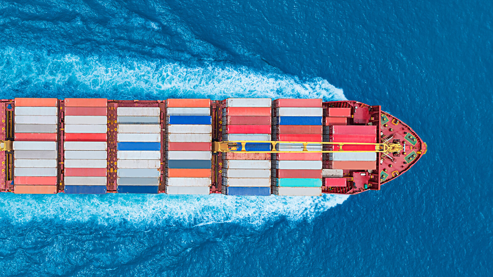 Cargo ship sailing across the ocean