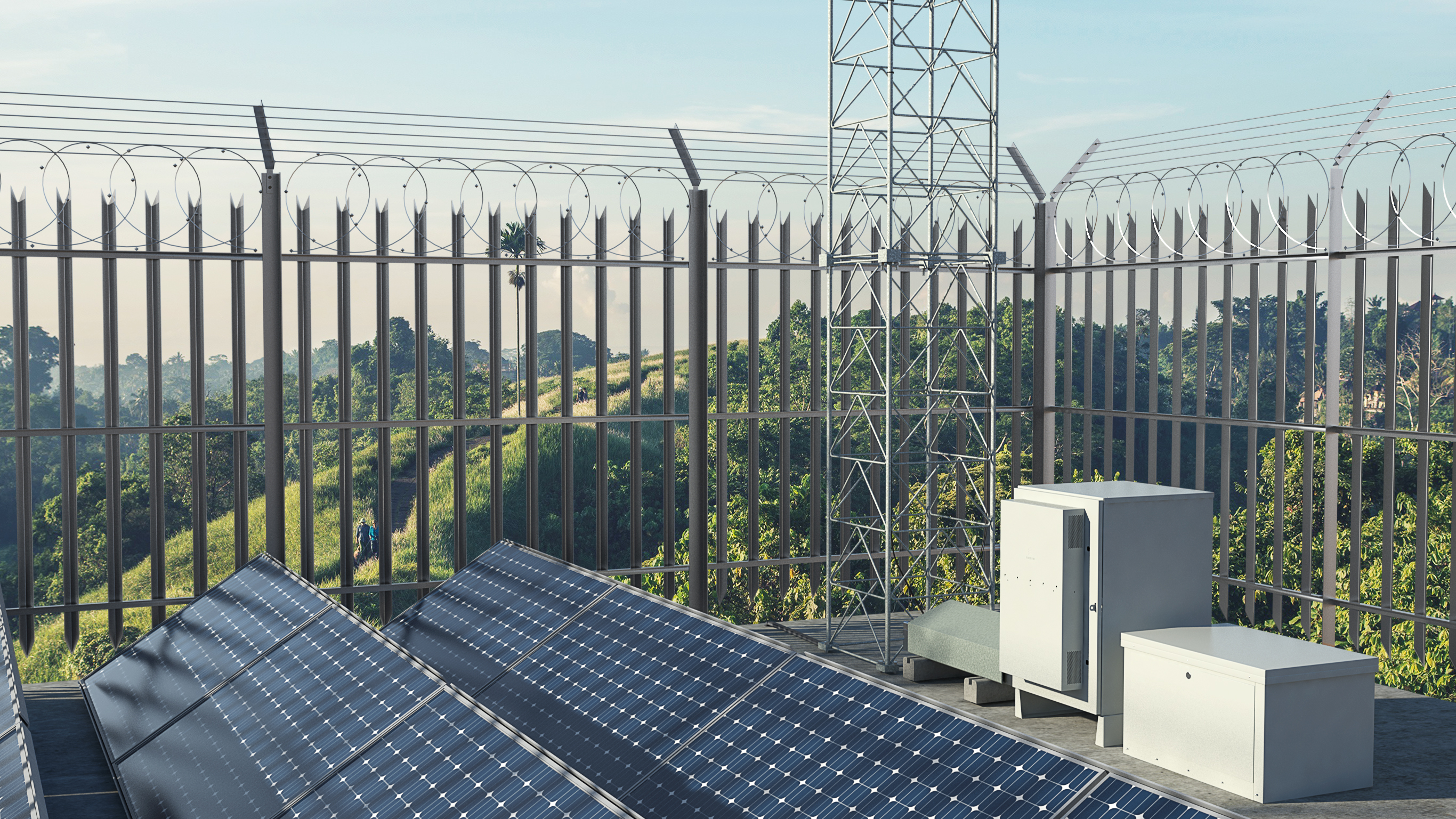 Ericsson Radio Site System with solar panels.