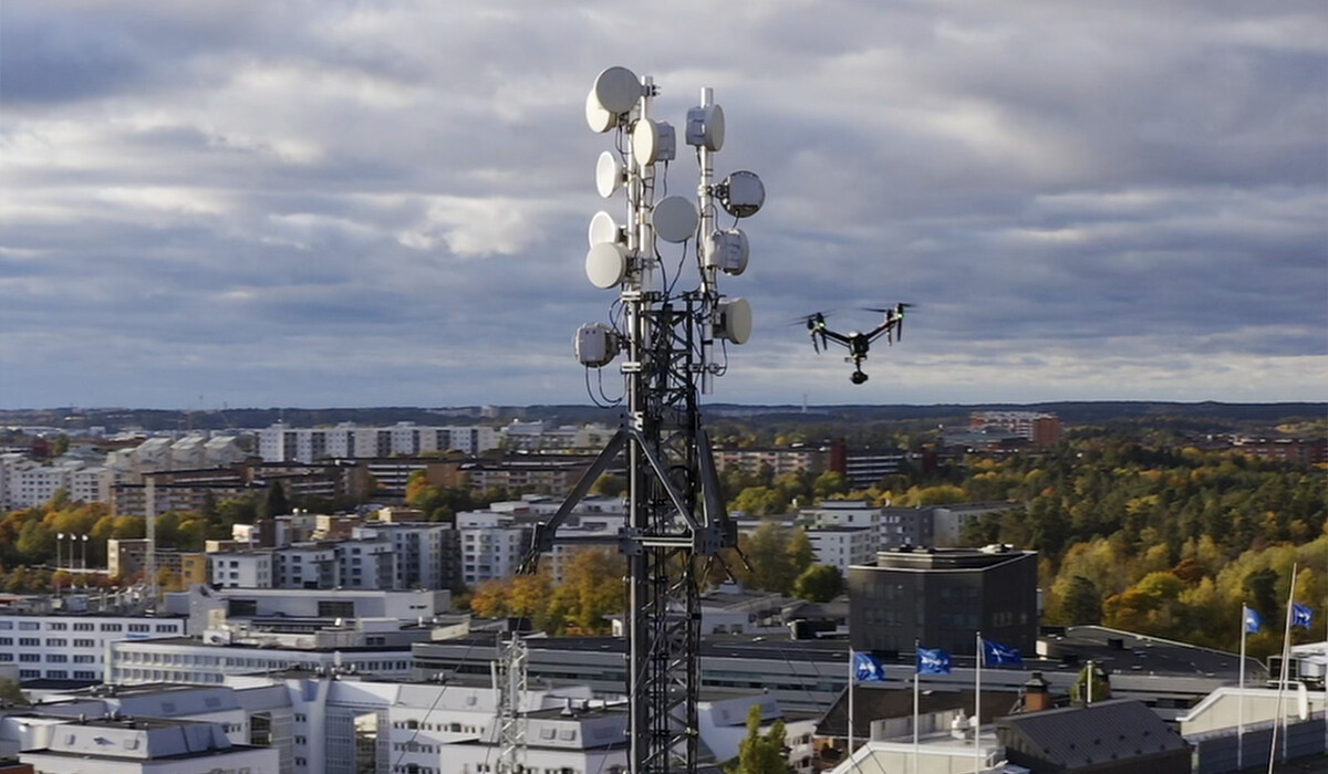 Drone and a radio mast.